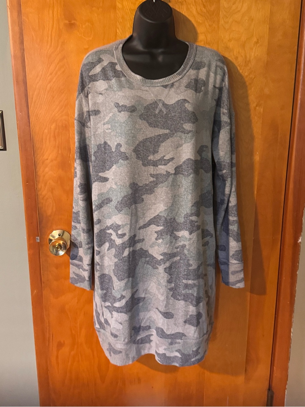 Lucky Brand Women’s Green Camo Knit Sweater Dress